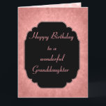 Pretty modern pink Happy Birthday Granddaughter Card<br><div class="desc">Stylish and elegant pink modern Happy Birthday daughter design greeting card.</div>