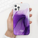 Pretty Modern Purple Watercolor Ink w/ Name Case-Mate iPhone Case<br><div class="desc">This fun phone case features a pretty purple watercolor background with your name in modern calligraphy script. It's the perfect case for anyone who wants a modern yet pretty design that stands out. Add your name to customise this design. It also makes a wonderful birthday or holiday gift for a...</div>
