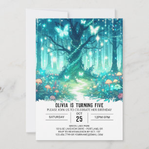 Pretty Modern Woodland Digital Birthday Invitation