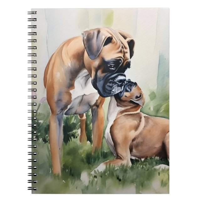 PRETTY MOMMA AND BABY BOXER DOGS NOTEBOOK (Front)