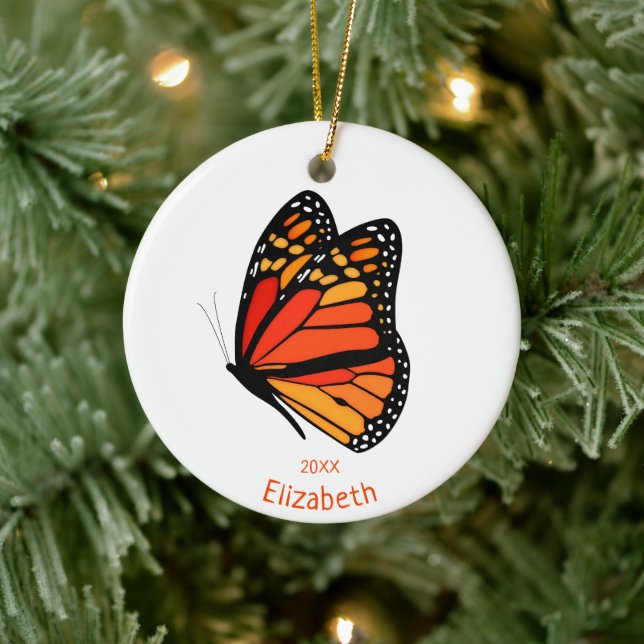 pretty Monarch butterfly commemorative year Ceramic Tree Decoration (Tree)