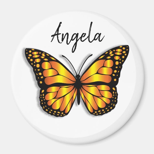 Pretty Monarch Butterfly Personalised Name Magnet (Front)