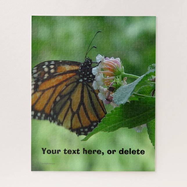 Pretty Monarch Butterfly Pink White Puzzle (Vertical)