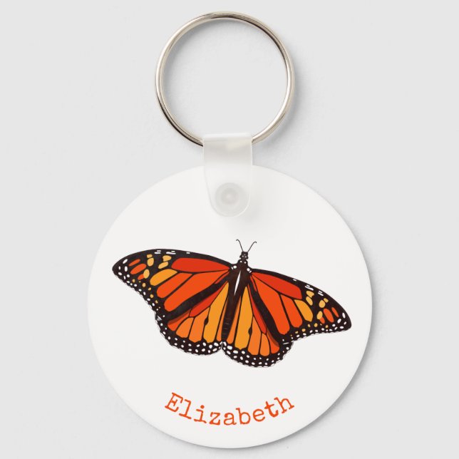 Pretty Monarch Butterfly w wings open Key Ring (Front)