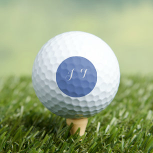 PRETTY MONOGRAM DESIGN SCRIPT INITIALS ON BLUE  GOLF BALLS