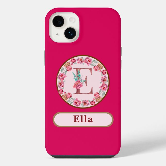 Pretty Monogram E Floral  iPhone Case (Back)