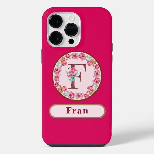Pretty Monogram F Floral  iPhone Case (Back)