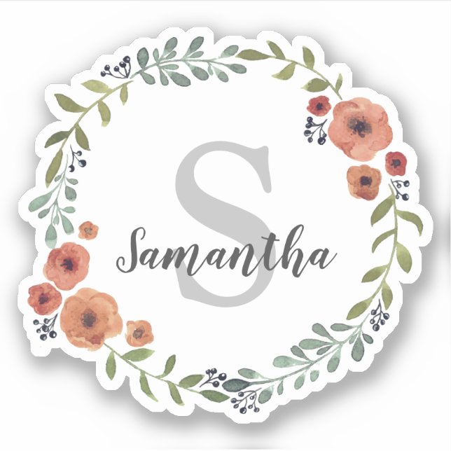 Pretty Monogram Floral wreath personalized (Front)