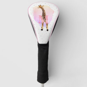 Pretty Monogram Girls Name Pink Cute Giraffe Golf Head Cover