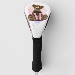 Pretty Monogram Girls Name Pink Teddy Bear Golf Head Cover