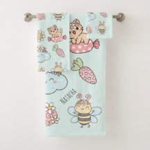 Pretty monogram hand drawn artwork Pink Blue Kids