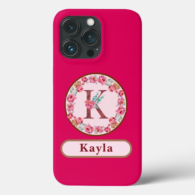 Pretty Monogram K Floral Case-Mate iPhone Case (Back)
