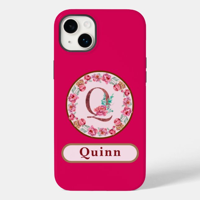 Pretty Monogram Q Floral  Case-Mate iPhone Case (Back)