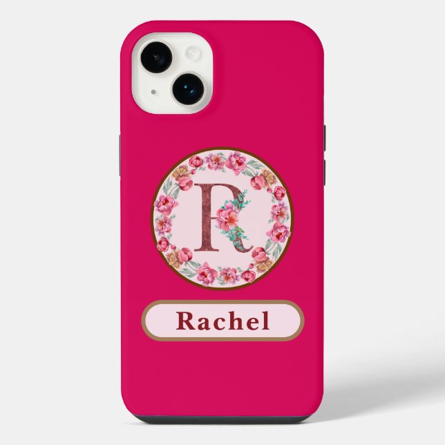 Pretty Monogram R Floral  iPhone Case (Back)