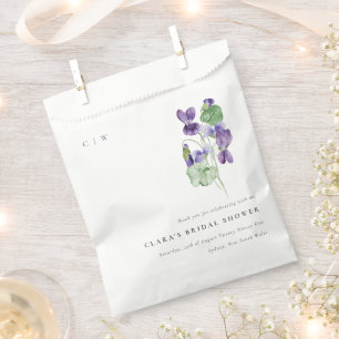 Pretty Monogram Violet Floral Bunch Bridal Shower Favour Bags