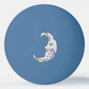 Pretty Moon Face Abstract Shapes Multiple Colours Ping Pong Ball