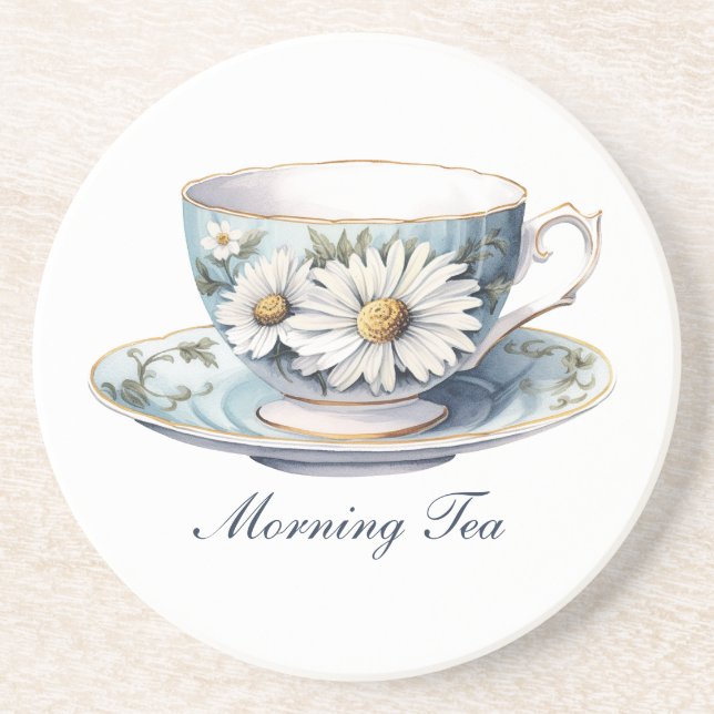 Pretty "Morning Tea" Floral Teacup Coaster (Front)