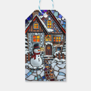 Pretty Mosaic Tile and Stained Glass Christmas  Gift Tags