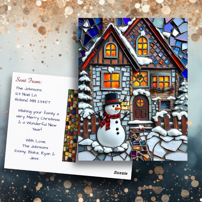 Pretty Mosaic Tile and Stained Glass Christmas Postcard (Creator Uploaded)
