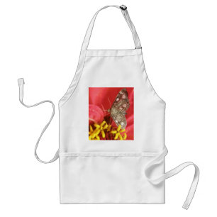 Pretty Moth on Red Flower Apron