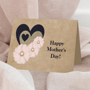 Pretty Mother's Day Card w/Hearts & Flowers