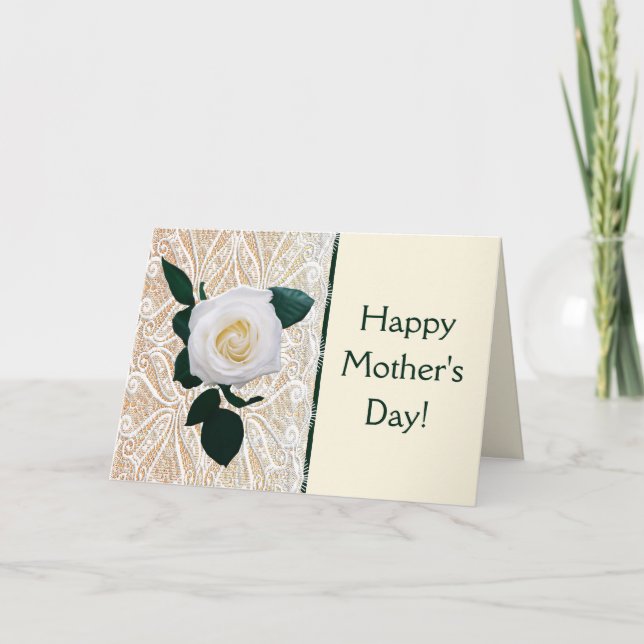 Pretty Mother's Day Card with White Rose (Front)