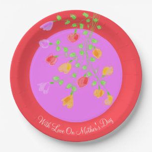 Pretty Mothers Day Paper Flowered Plates