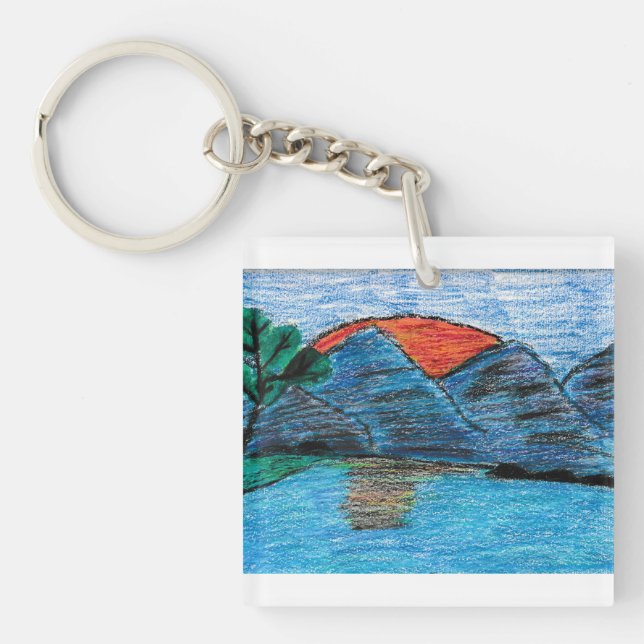 Pretty Mountain Sunset  Key Ring (Front)