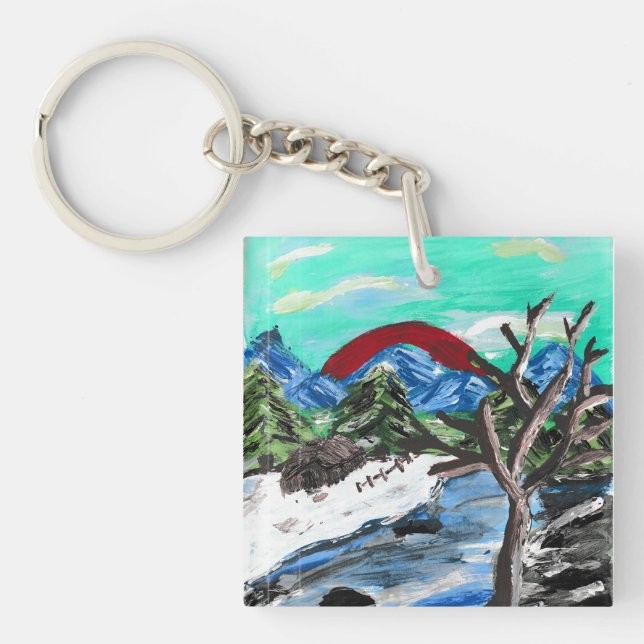 Pretty Mountains River  Key Ring (Front)