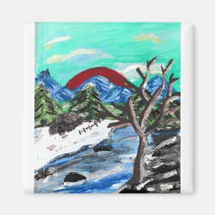 Pretty Mountains River  Magnet