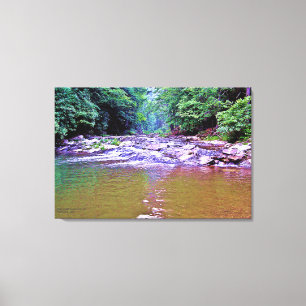 Pretty Mountains Sunlight Trees Creek Photo Canvas Print