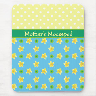 Pretty Mousepad to Personalise: Primroses, Polkas