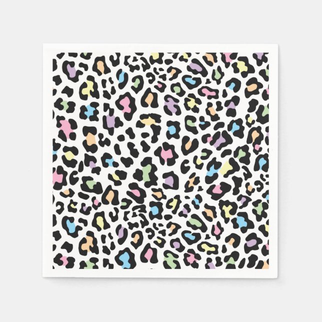 Pretty Multi Colour Cheetah Print Napkin (Front)