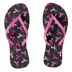 Pretty Multi Pink Breast Cancer Ribbon Pattern Jandals