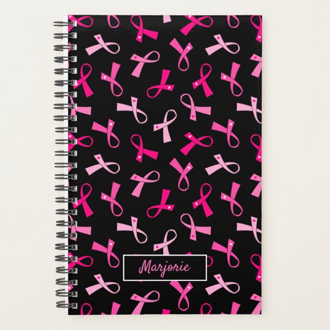 Pretty Multi Pink Breast Cancer Ribbon Pattern Planner (Front)