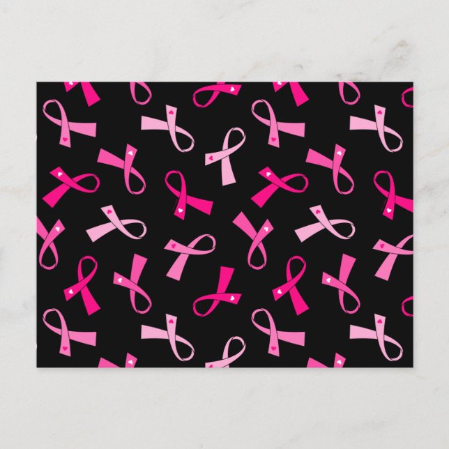 Pretty Multi Pink Breast Cancer Ribbon Pattern Postcard (Front)