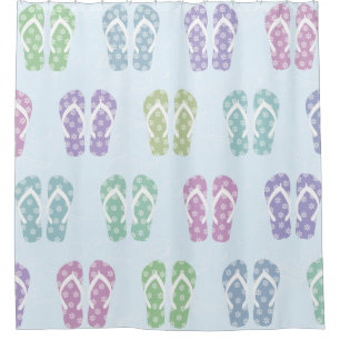 Pretty Multicolor Flip Flop Summer Shower Curtain