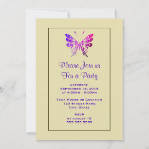 Pretty Multicolored Fancy Butterfly Generic Party Invitation