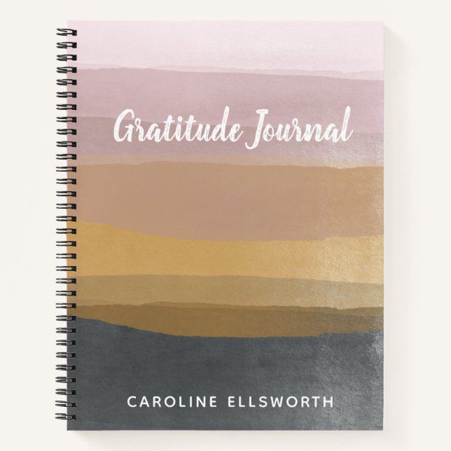Pretty Muted Watercolor Personalised Gratitude Notebook (Front)