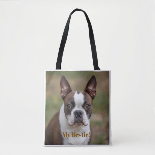 Pretty "My Bestie" Boston Terrier Personalised Tote Bag