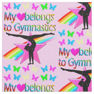PRETTY MY HEART BELONGS TO GYMNASTICS RAINBOW FABRIC