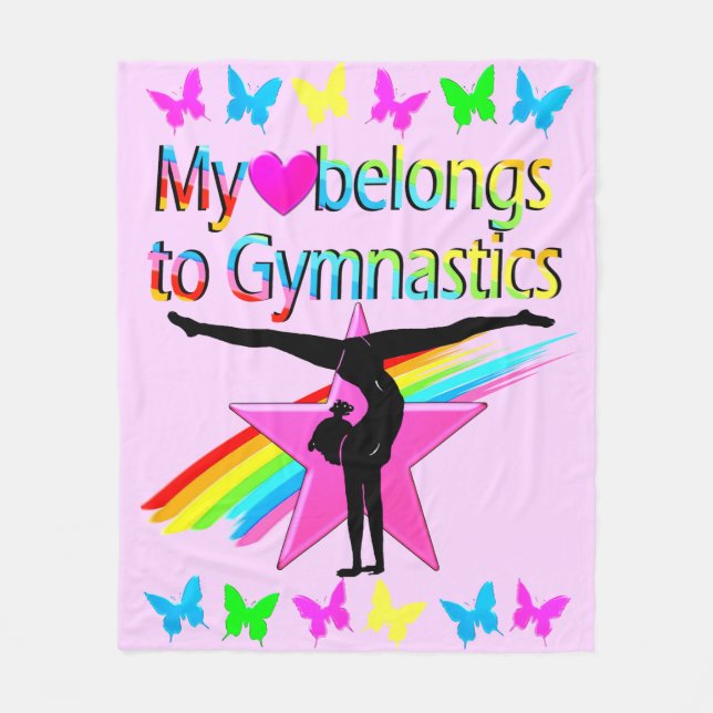 PRETTY MY HEART BELONGS TO GYMNASTICS RAINBOW FLEECE BLANKET (Front)