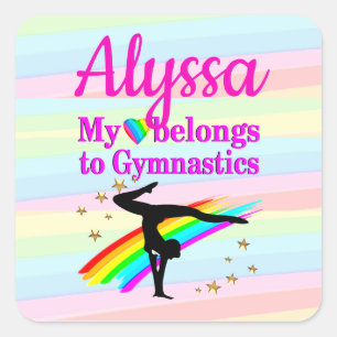 PRETTY MY HEART BELONGS TO GYMNASTICS SQUARE STICKER