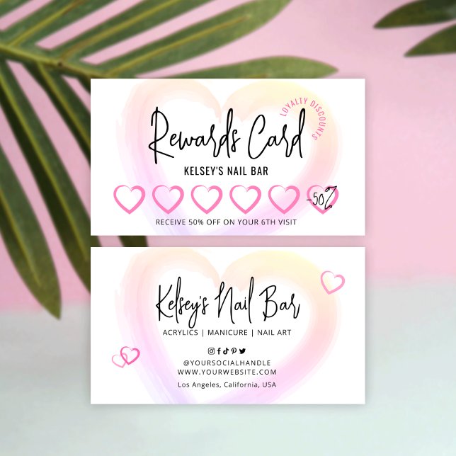 Pretty Nails Loyalty Card Script Watercolor Logo (Creator Uploaded)