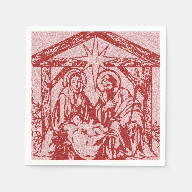 pretty nativity red outline_edited-1 napkin (Front)