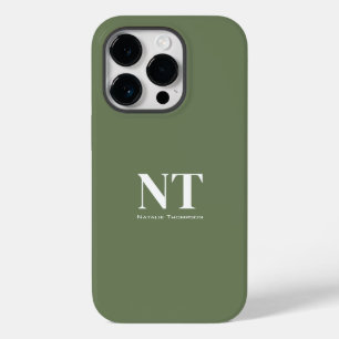Pretty natural greenery Solid colour Monogrammed Case-Mate iPhone 14 Pro Case