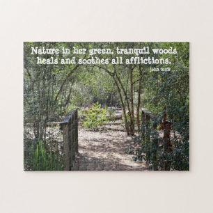Pretty Nature Walk, with quote from John Muir Jigsaw Puzzle