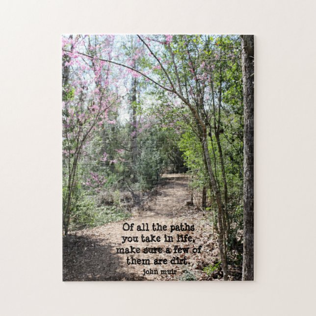 Pretty Nature Walk, with quote from John Muir Jigsaw Puzzle (Vertical)