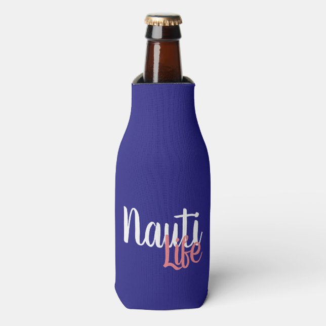 pretty NAUTI LIFE SCRIPT lettering Bottle Cooler (Bottle Front)