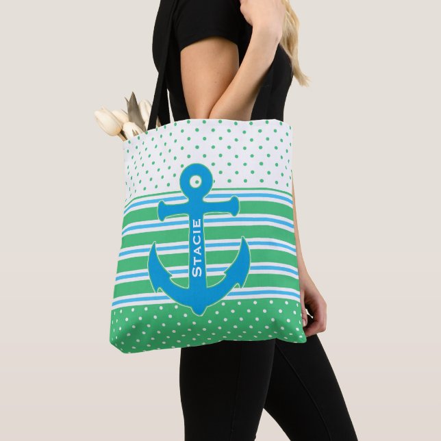 Pretty Nautical Themed Tote Bag (Close Up)